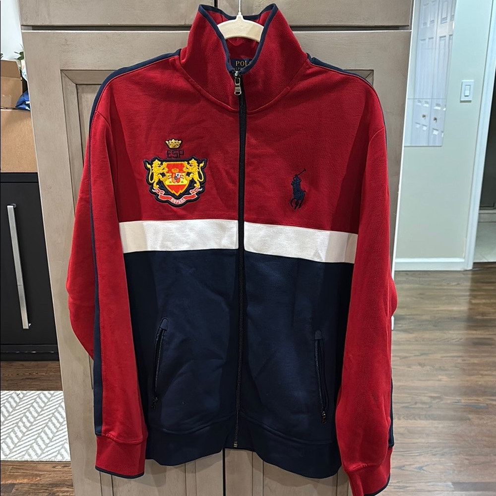 Red and Navy Polo Track Jacket
